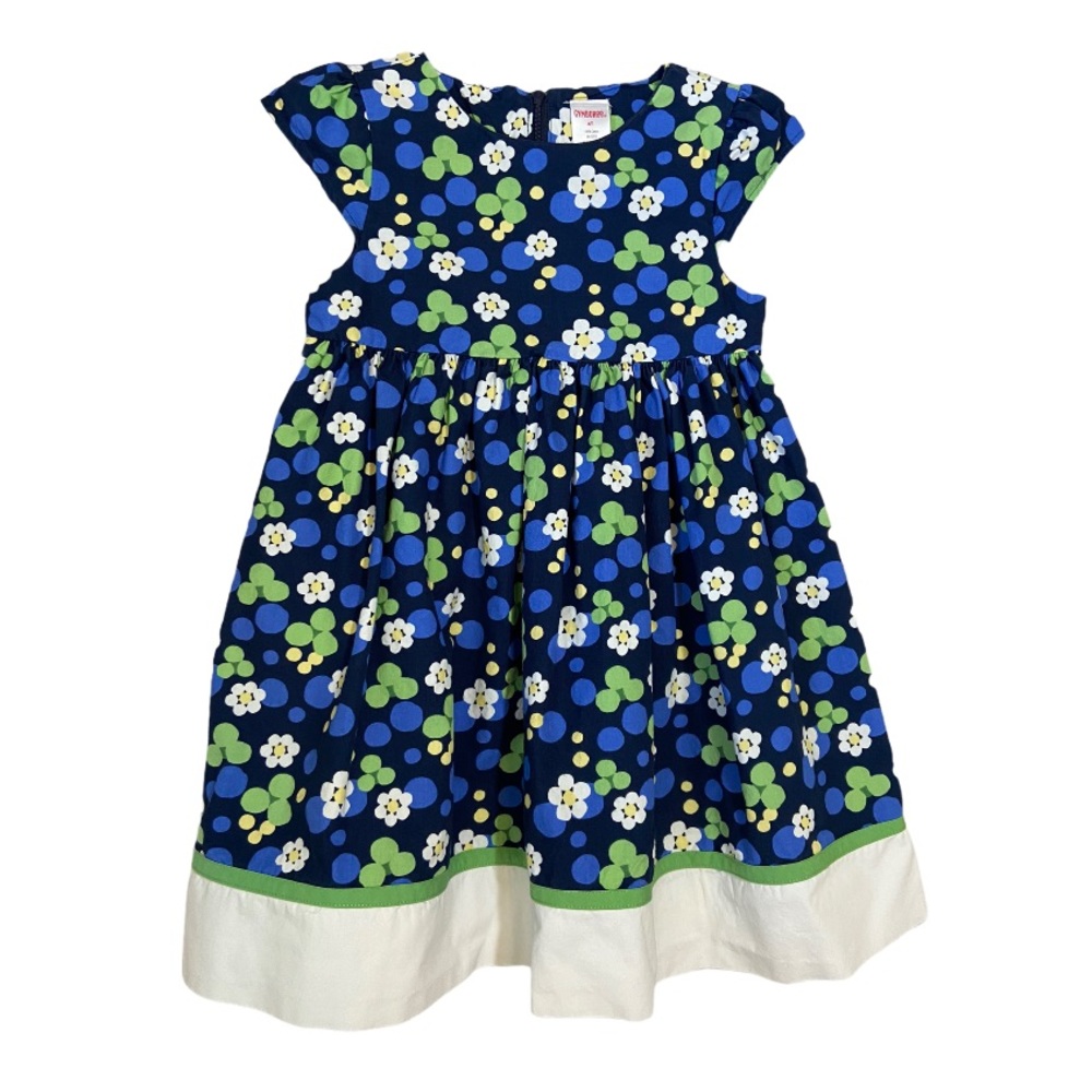 Gymboree Daisy Darling Navy Dot Flower Dress Girls 4T